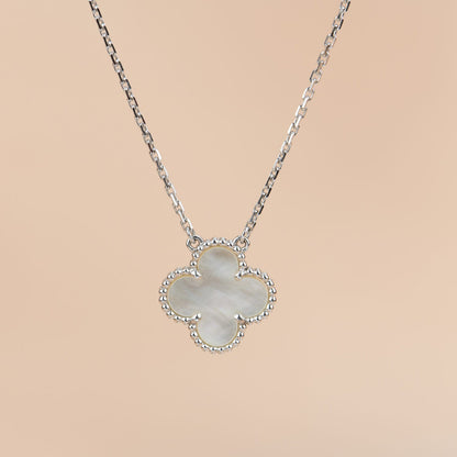 [⭐JeweliWhal]TRÈFLE 15 MM NACRE BLANCHE ARGENT