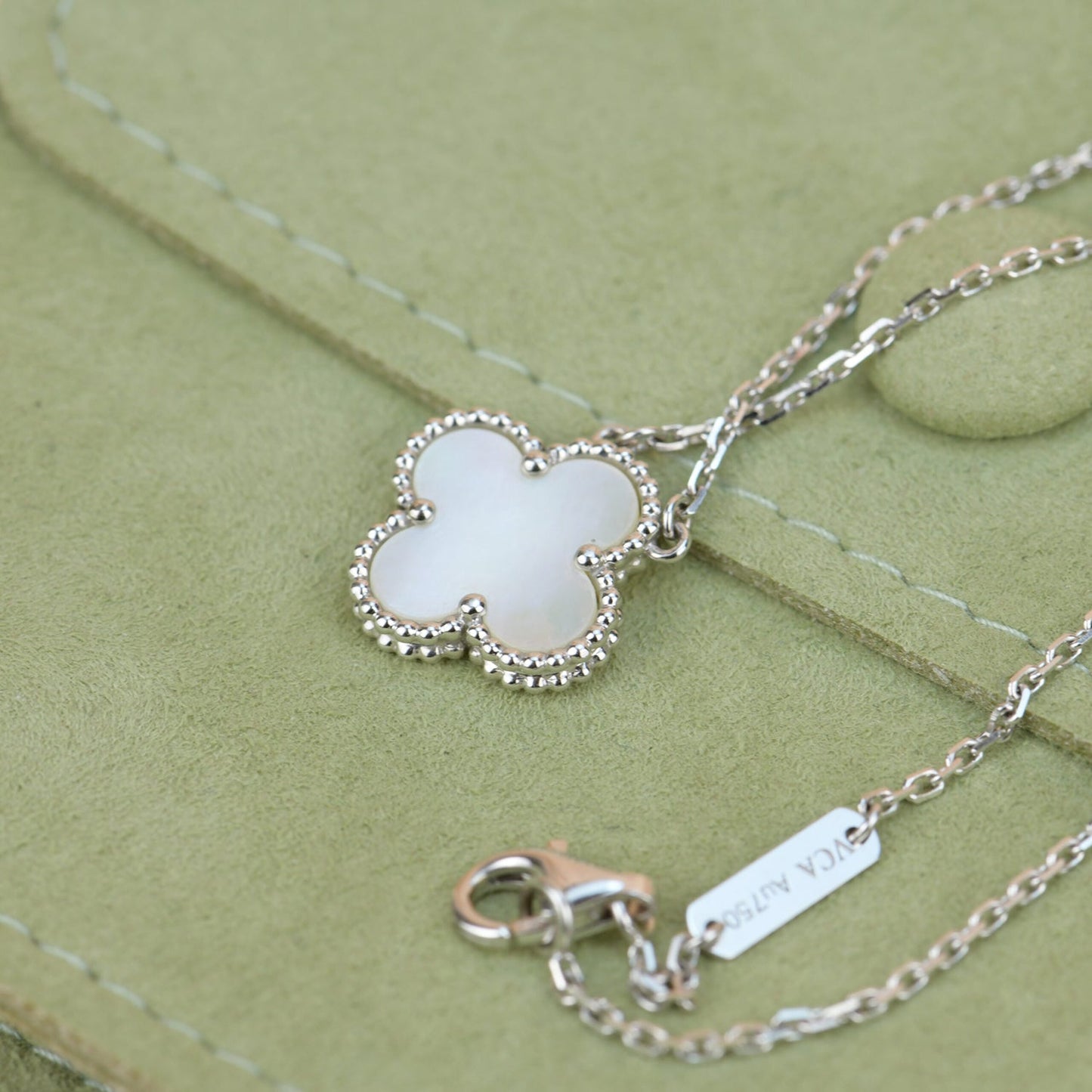[⭐JeweliWhal]TRÈFLE 15 MM NACRE BLANCHE ARGENT