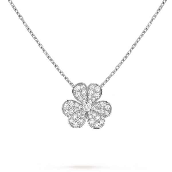 [⭐JeweliWhal]COLLIER TRÈFLE DIAMANT ARGENT