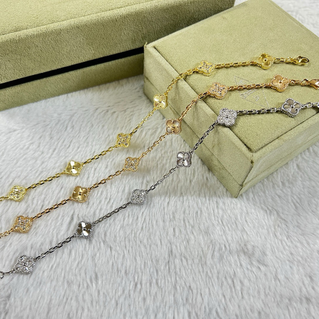 [⭐JeweliWhal]BRACELET CLOVER 6 MOTIFS DIAMANT LASER