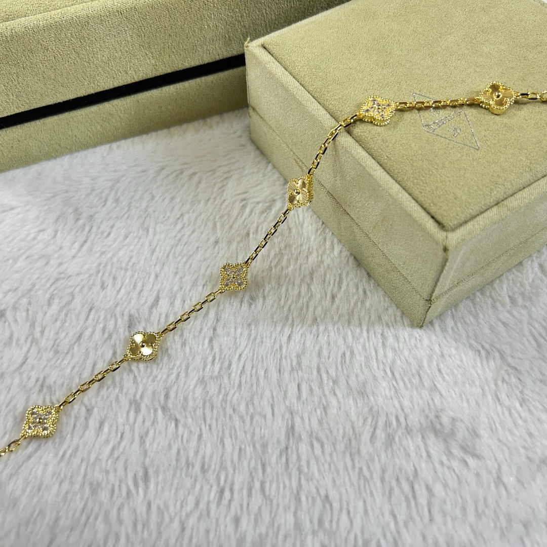 [⭐JeweliWhal]BRACELET CLOVER 6 MOTIFS DIAMANT LASER