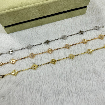 [⭐JeweliWhal]BRACELET CLOVER 6 MOTIFS DIAMANT LASER