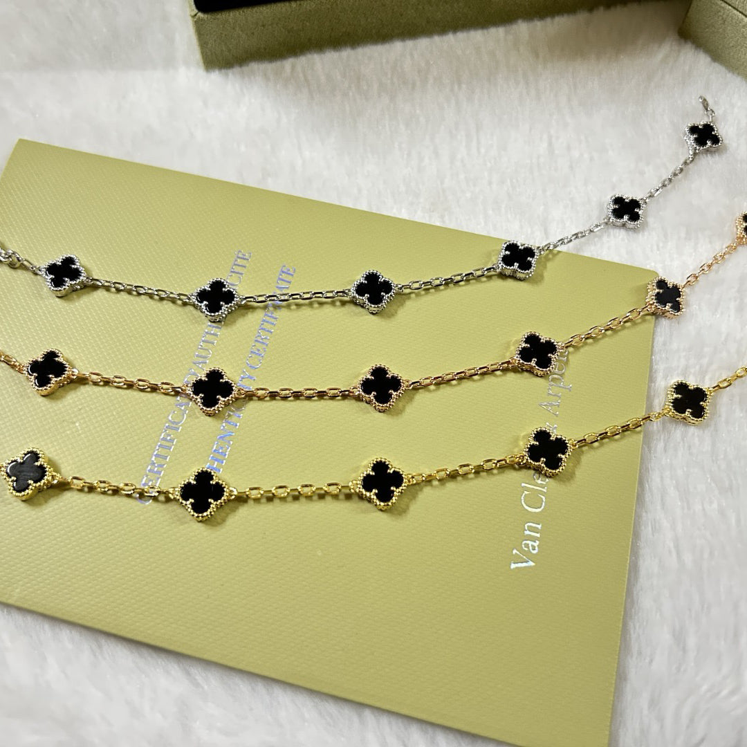 [⭐JeweliWhal]BRACELET CLOVER 6 MOTIFS ONYX