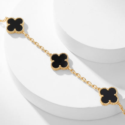 [⭐JeweliWhal]COLLIER ONYX 10 MOTIFS TRÈFLE