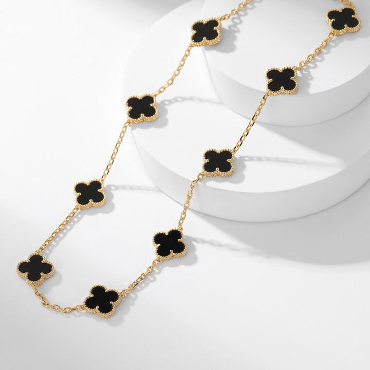 [⭐JeweliWhal]COLLIER ONYX 10 MOTIFS TRÈFLE