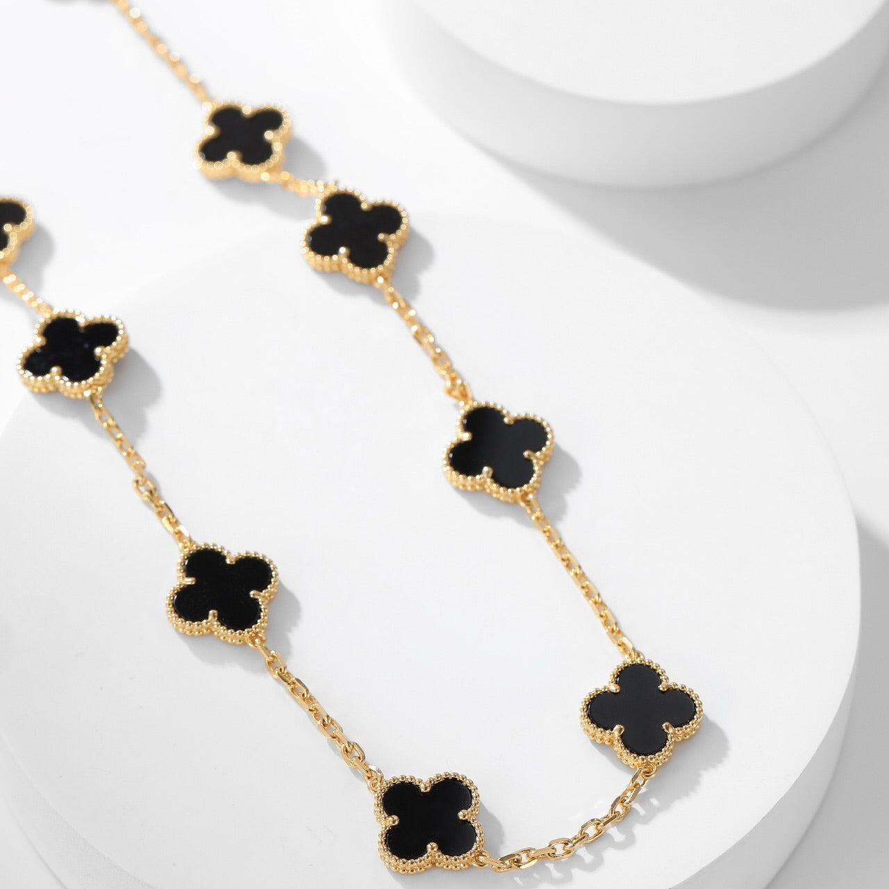 [⭐JeweliWhal]COLLIER ONYX 10 MOTIFS TRÈFLE