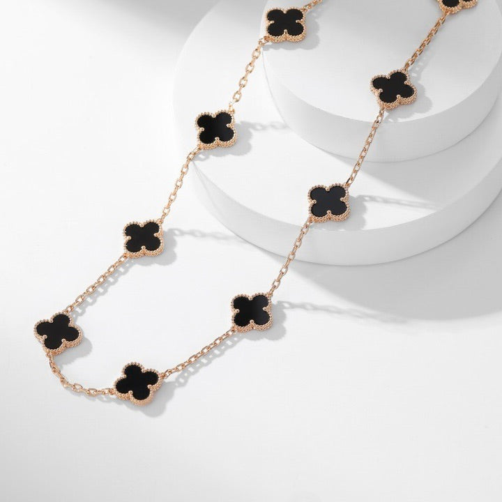 [⭐JeweliWhal]COLLIER ONYX 10 MOTIFS TRÈFLE
