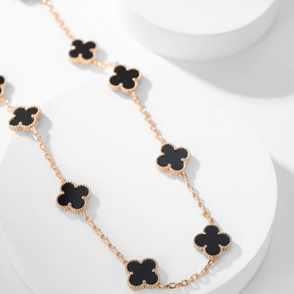[⭐JeweliWhal]COLLIER ONYX 10 MOTIFS TRÈFLE