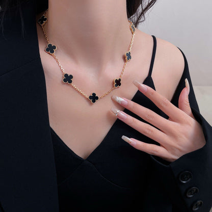 [⭐JeweliWhal]COLLIER ONYX 10 MOTIFS TRÈFLE