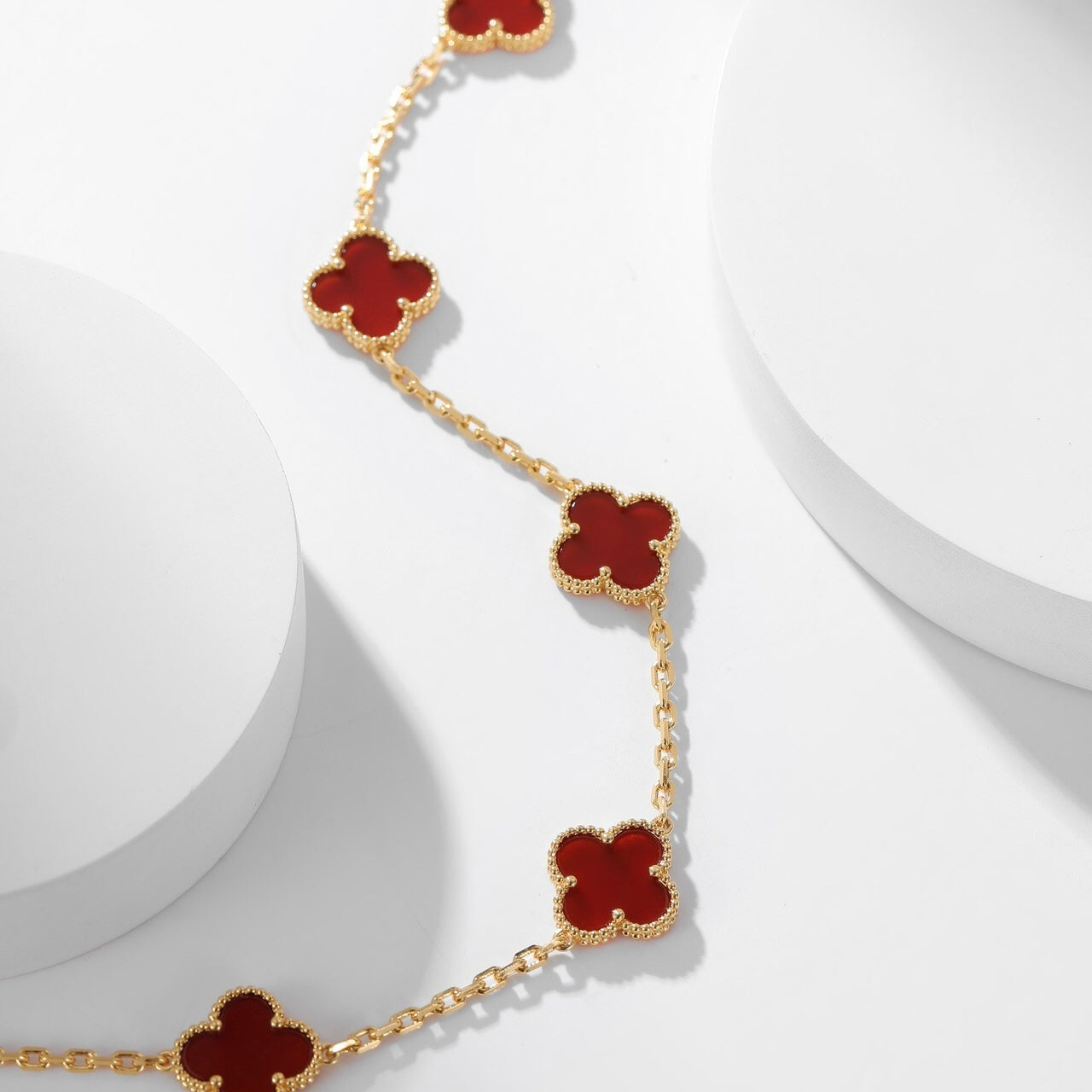 [⭐JeweliWhal]COLLIER TRÈFLE 10 MOTIFS CORNALINE