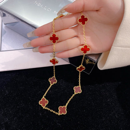 [⭐JeweliWhal]COLLIER TRÈFLE 10 MOTIFS CORNALINE