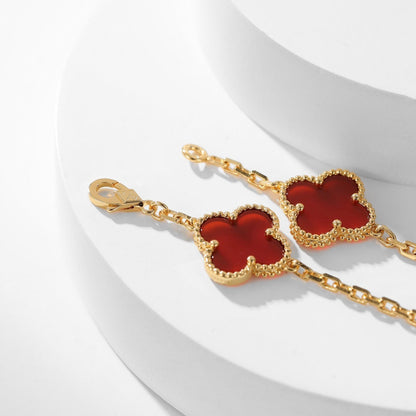 [⭐JeweliWhal]COLLIER TRÈFLE 10 MOTIFS CORNALINE