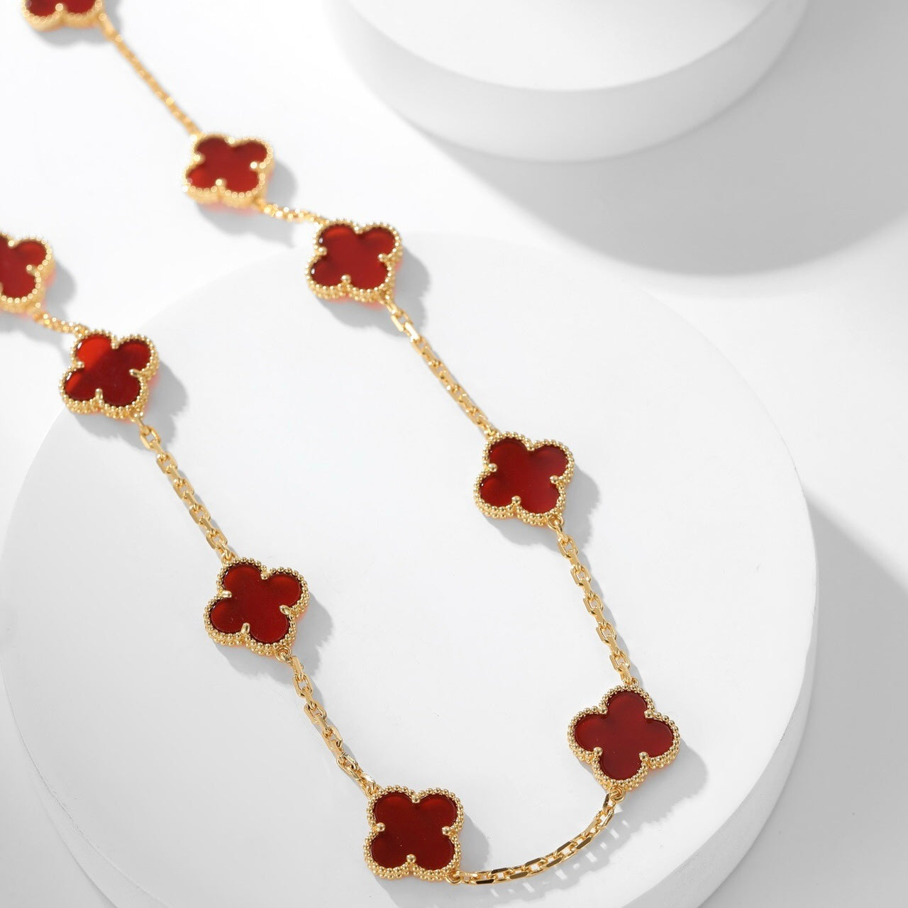 [⭐JeweliWhal]COLLIER TRÈFLE 10 MOTIFS CORNALINE
