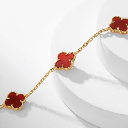 [⭐JeweliWhal]COLLIER TRÈFLE 10 MOTIFS CORNALINE