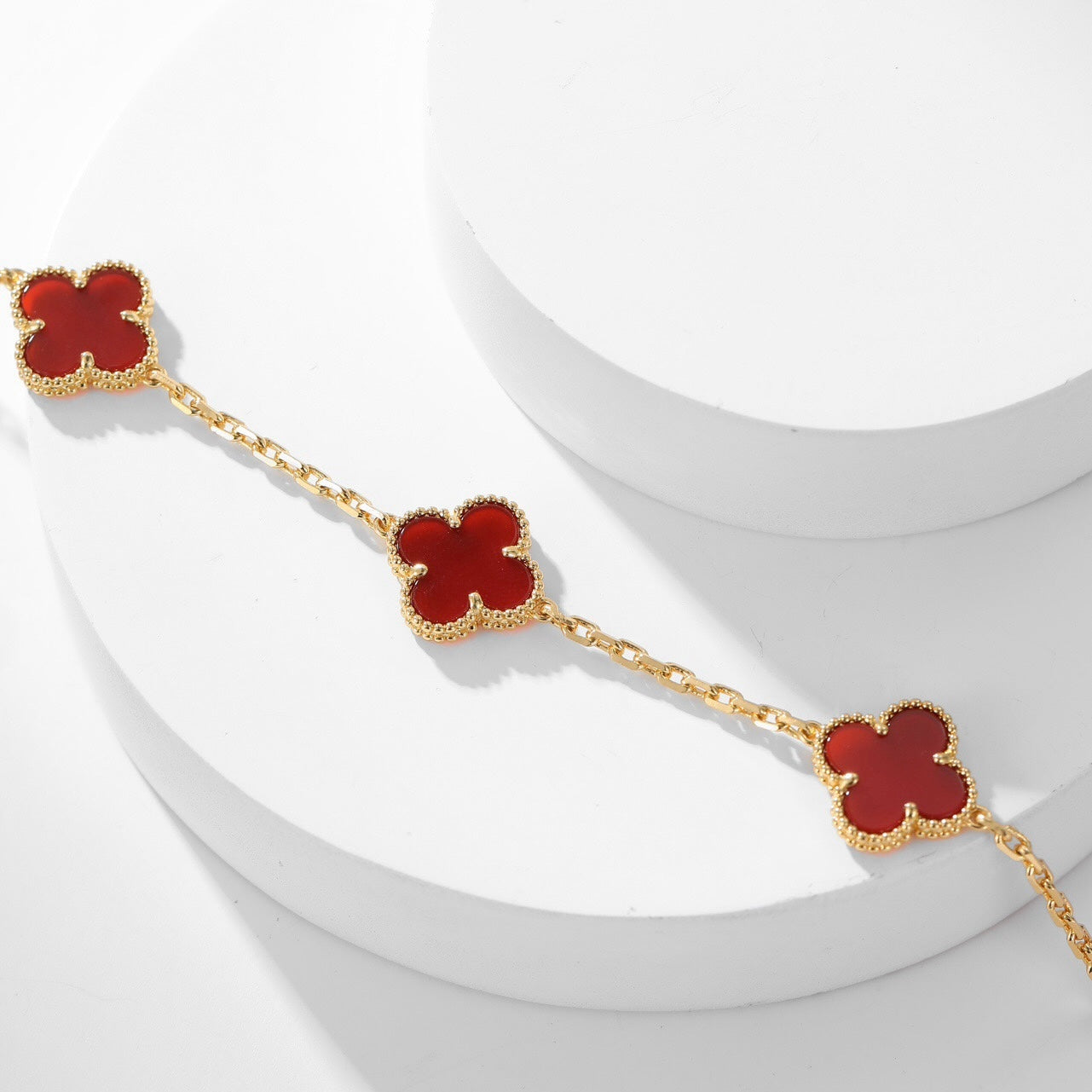 [⭐JeweliWhal]COLLIER TRÈFLE 10 MOTIFS CORNALINE