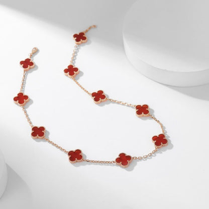 [⭐JeweliWhal]COLLIER TRÈFLE 10 MOTIFS CORNALINE