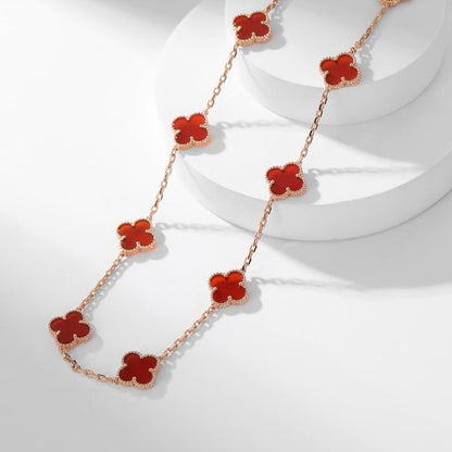 [⭐JeweliWhal]COLLIER TRÈFLE 10 MOTIFS CORNALINE