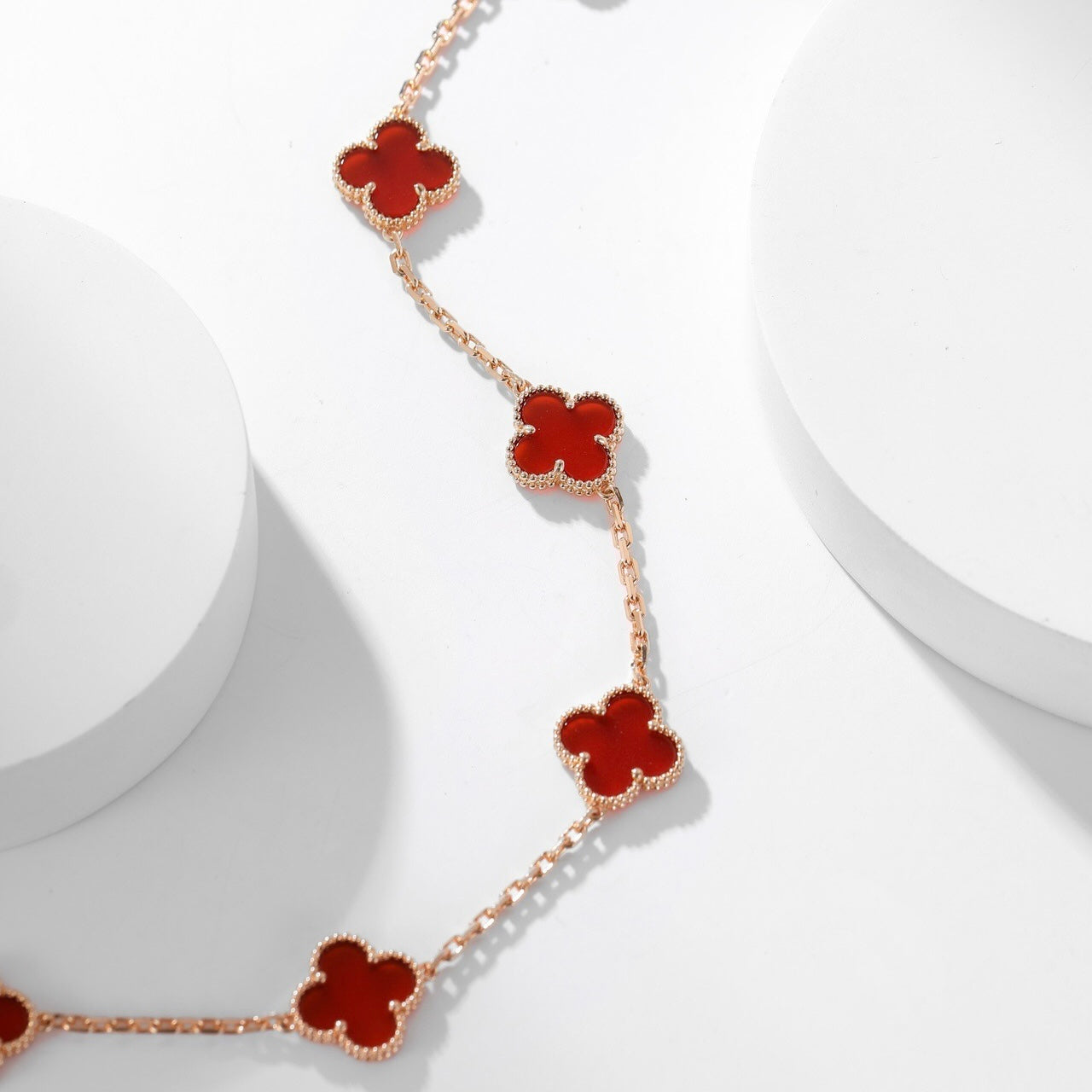 [⭐JeweliWhal]COLLIER TRÈFLE 10 MOTIFS CORNALINE