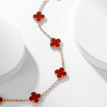 [⭐JeweliWhal]COLLIER TRÈFLE 10 MOTIFS CORNALINE