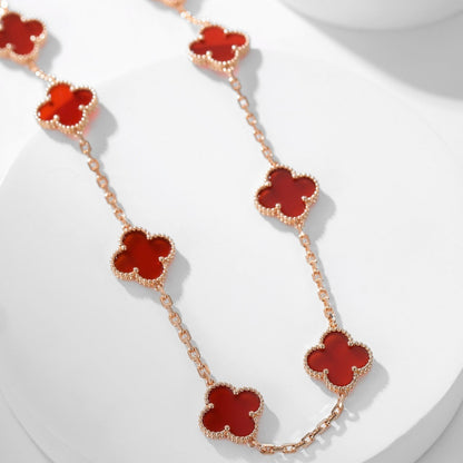 [⭐JeweliWhal]COLLIER TRÈFLE 10 MOTIFS CORNALINE