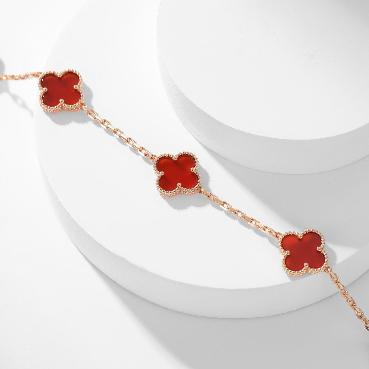 [⭐JeweliWhal]COLLIER TRÈFLE 10 MOTIFS CORNALINE