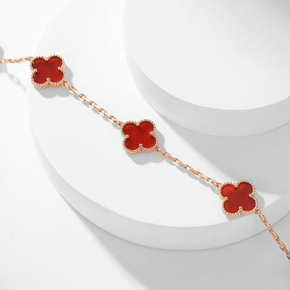 [⭐JeweliWhal]COLLIER TRÈFLE 10 MOTIFS CORNALINE
