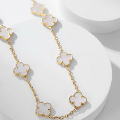 [⭐JeweliWhal]COLLIER TRÈFLE 10 MOTIFS NACRE BLANCHE