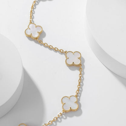 [⭐JeweliWhal]COLLIER TRÈFLE 10 MOTIFS NACRE BLANCHE