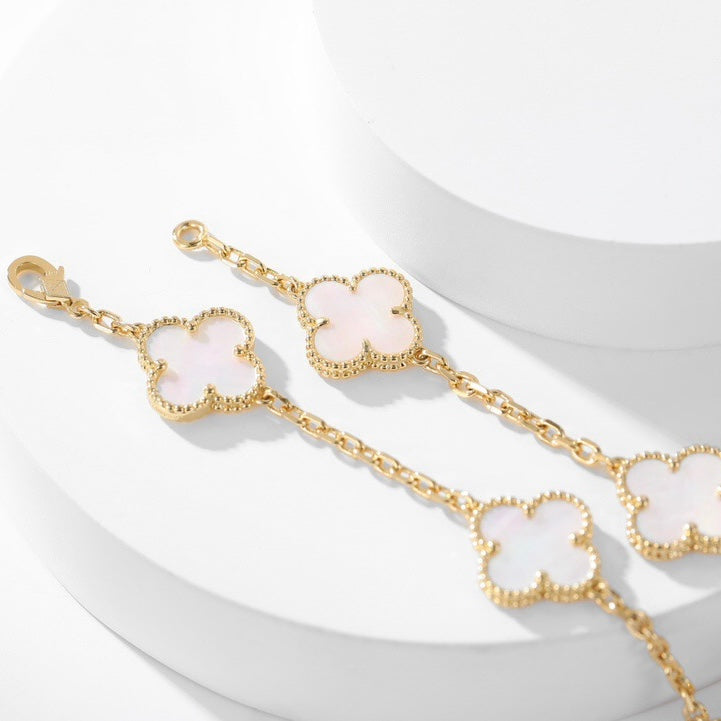 [⭐JeweliWhal]COLLIER TRÈFLE 10 MOTIFS NACRE BLANCHE