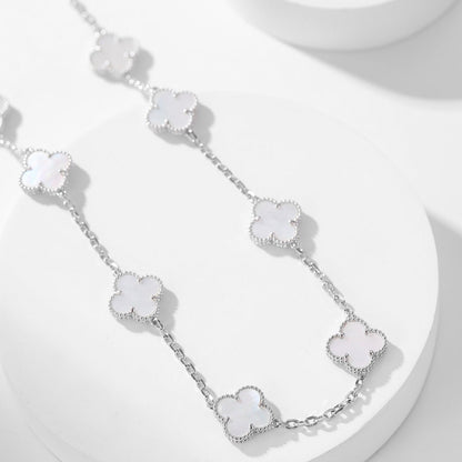 [⭐JeweliWhal]COLLIER TRÈFLE 10 MOTIFS NACRE BLANCHE
