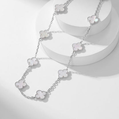 [⭐JeweliWhal]COLLIER TRÈFLE 10 MOTIFS NACRE BLANCHE