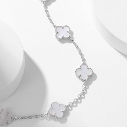 [⭐JeweliWhal]COLLIER TRÈFLE 10 MOTIFS NACRE BLANCHE
