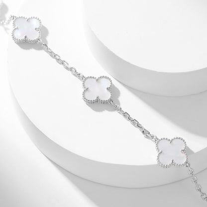 [⭐JeweliWhal]COLLIER TRÈFLE 10 MOTIFS NACRE BLANCHE