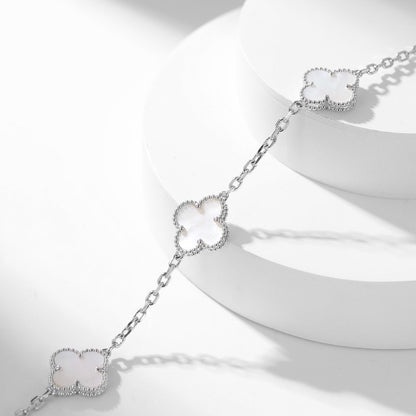 [⭐JeweliWhal]COLLIER TRÈFLE 10 MOTIFS NACRE BLANCHE