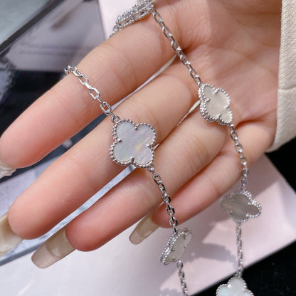 [⭐JeweliWhal]COLLIER TRÈFLE 10 MOTIFS NACRE BLANCHE