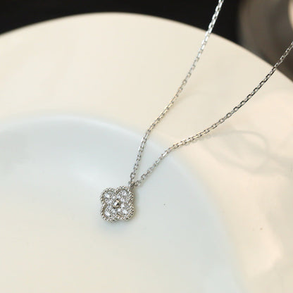 [⭐JeweliWhal]COLLIER PENDENTIF TRÈFLE MINI 9.5MM DIAMANT