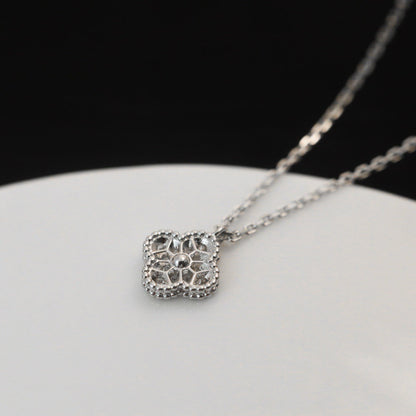[⭐JeweliWhal]COLLIER PENDENTIF TRÈFLE MINI 9.5MM DIAMANT