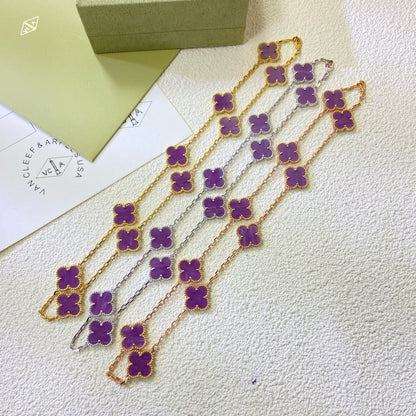 [⭐JeweliWhal Jewelry]COLLIER TRÈFLE 10 MOTIFS VIOLET