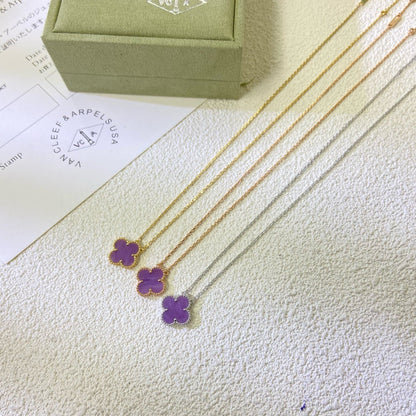 [⭐JeweliWhal Jewelry]COLLIER TRÈFLE 15 MM VIOLET POURPRE