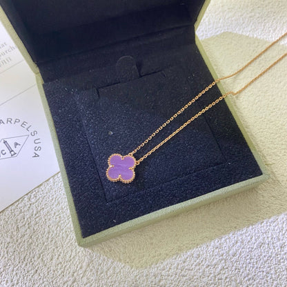 [⭐JeweliWhal Jewelry]COLLIER TRÈFLE 15 MM VIOLET POURPRE