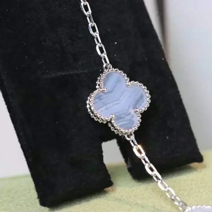 [⭐JeweliWhal] COLLECTION BRACELETS TRÈFLE 5 MOTIFS CHALCEDOINE VIOLETTE