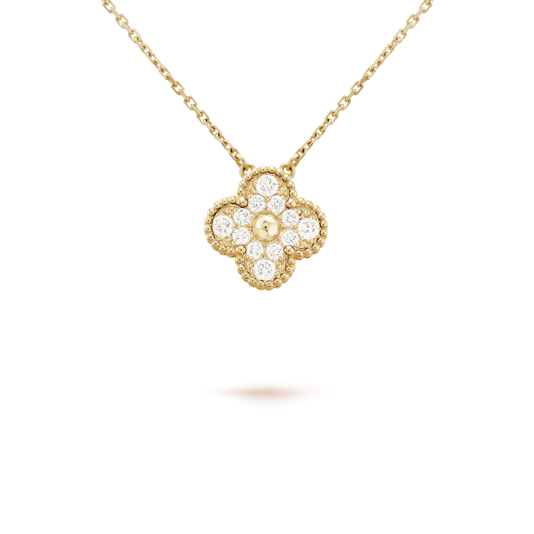 [⭐JeweliWhal]COLLIER FLEUR UNIQUE DIAMANT TRÈFLE 15 MM