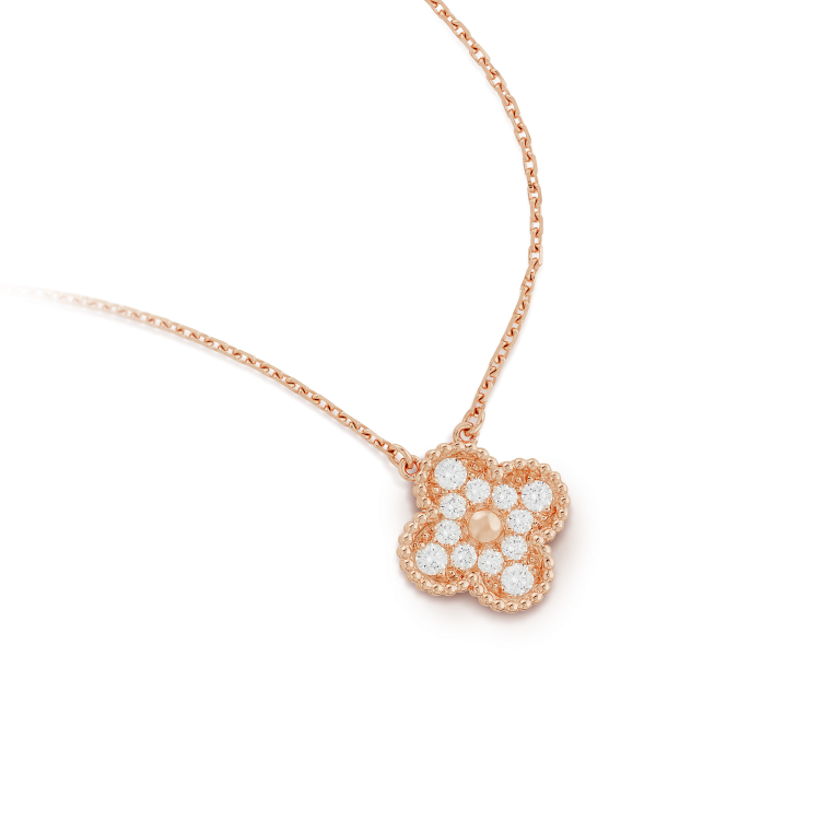 [⭐JeweliWhal]COLLIER FLEUR UNIQUE DIAMANT TRÈFLE 15 MM