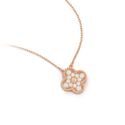 [⭐JeweliWhal]COLLIER FLEUR UNIQUE DIAMANT TRÈFLE 15 MM