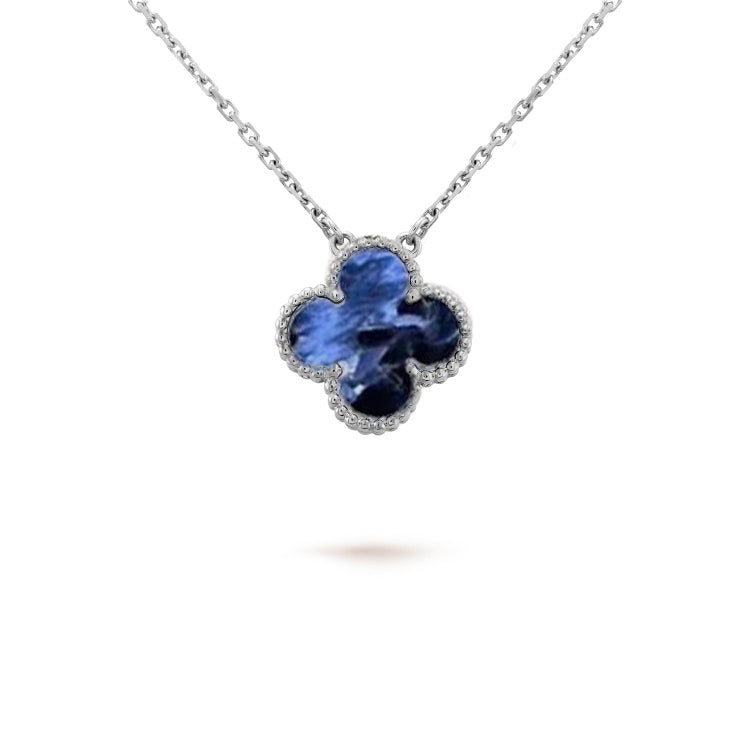 [⭐JeweliWhal]COLLIER PIETERSITE TRÈFLE 15MM ARGENT
