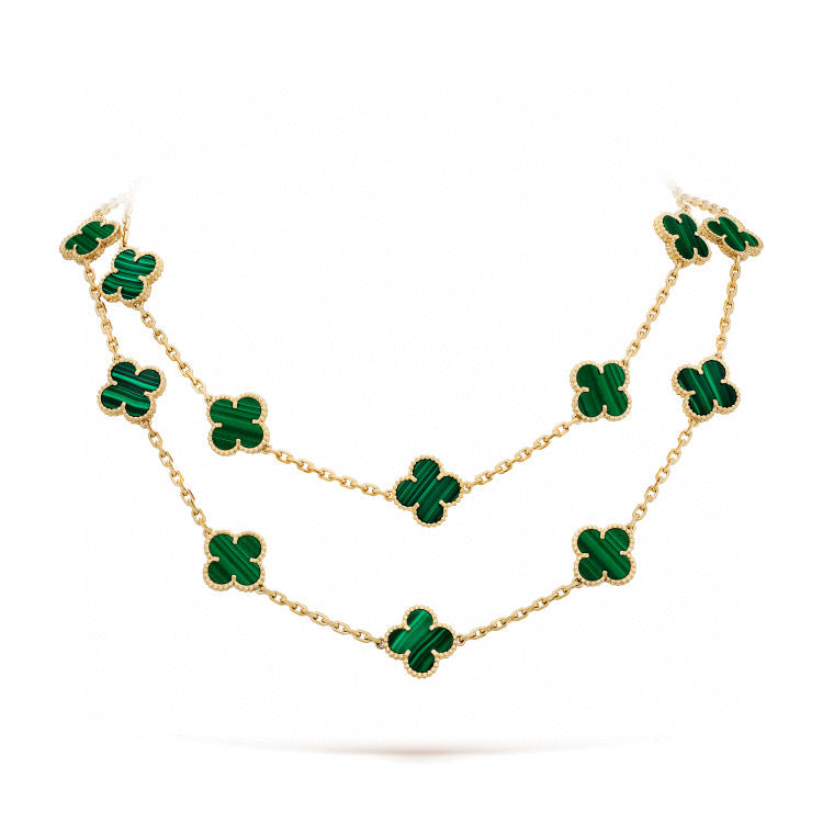 [⭐JeweliWhal]TRÈFLE 20 MOTIFS MALACHITE DORÉ