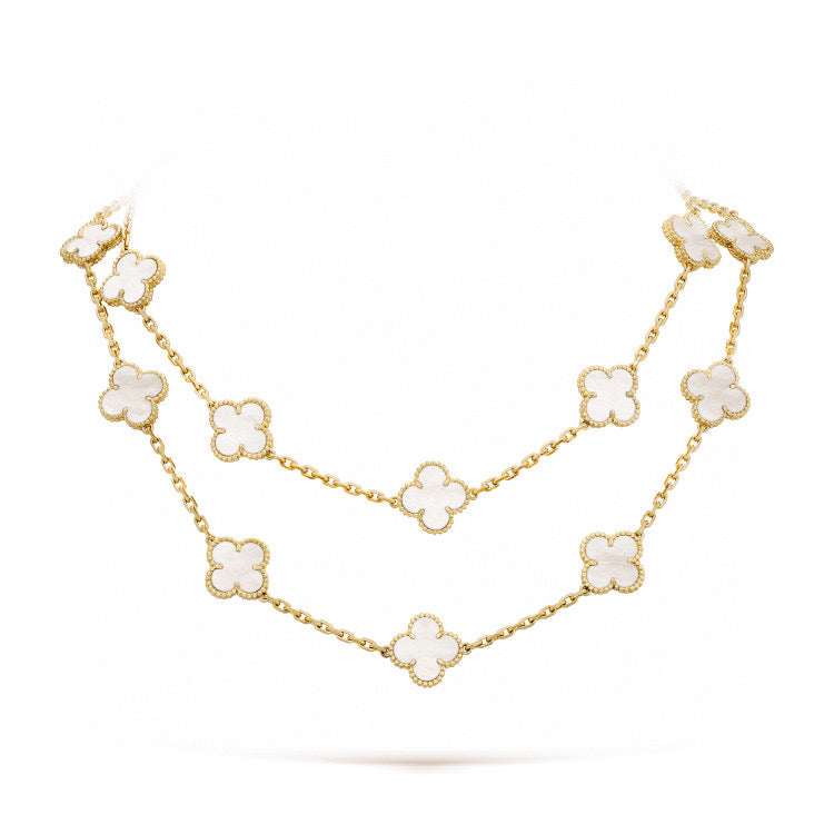 [⭐JeweliWhal]CLOVER 20 MOTIFS WHITE MOP COLLIER