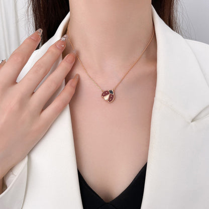 [⭐JeweliWhal]COLLIER COCCINELLE EN CORNALINE PORTE-BONHEUR