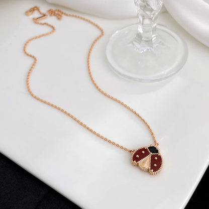 [⭐JeweliWhal]COLLIER COCCINELLE EN CORNALINE PORTE-BONHEUR