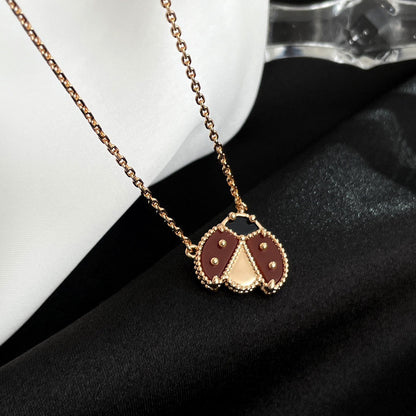 [⭐JeweliWhal]COLLIER COCCINELLE EN CORNALINE PORTE-BONHEUR